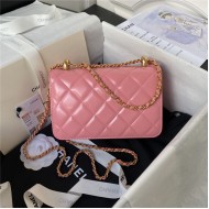 Chanel MINI FLAP BAG Calfskin & Gold-Tone Metal AS2615 Pink A