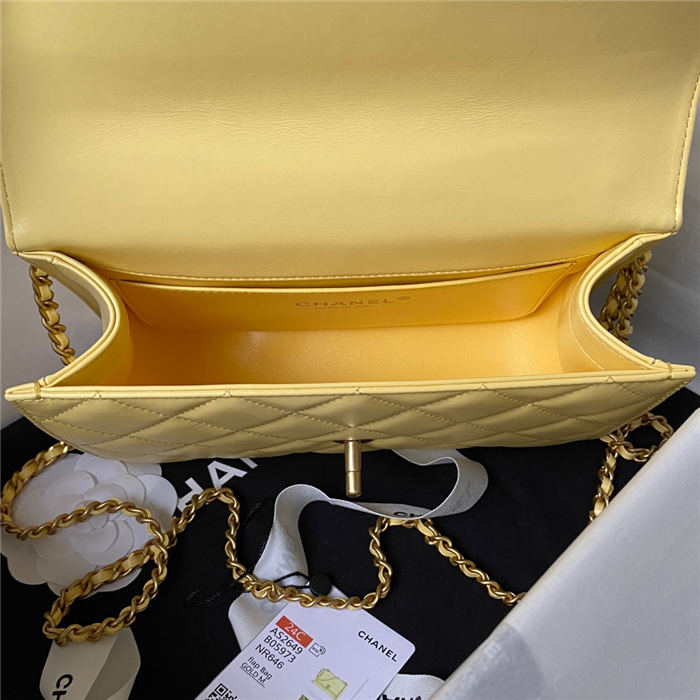 Chanel SMALL FLAP BAG Calfskin & Gold-Tone Metal AS2649 Yellow A