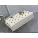 LADY D-JOY BAG MEDIUM Cannage Lambskin with Gold-Finish Butterfly Studs White High