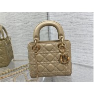 MINI LADY Dior BAG Cannage Lambskin Gold Metal Natural High