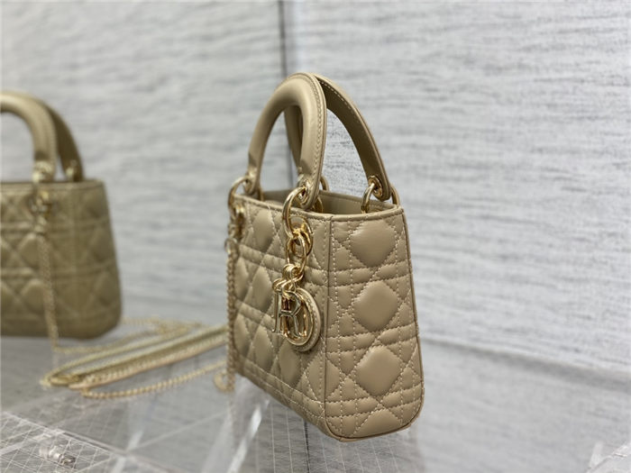 MINI LADY Dior BAG Cannage Lambskin Gold Metal Natural High