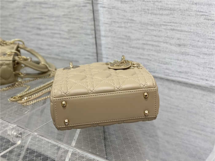 MINI LADY Dior BAG Cannage Lambskin Gold Metal Natural High