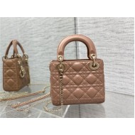 MINI LADY Dior BAG Cannage Lambskin Gold Metal Blush High