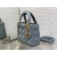 MINI LADY Dior BAG Cannage Lambskin Gold Metal Blue High