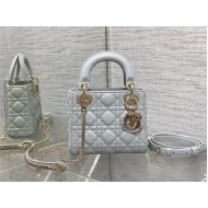 MINI LADY Dior BAG Cannage Lambskin Gold Metal Blue-Placid High