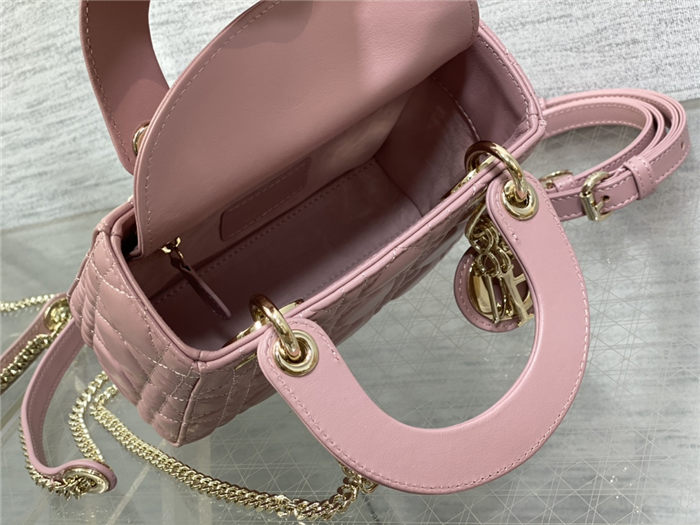 MINI LADY Dior BAG Cannage Lambskin Gold Metal Antique-Pink High