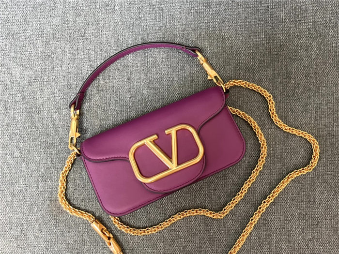 Valentino Garavani MINILOCO Crossbody Bag Calfskin Leather Purple High