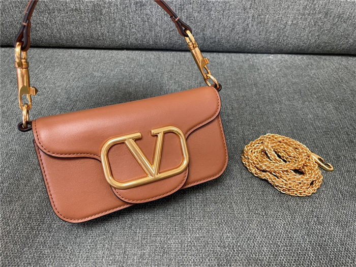 Valentino Garavani MINILOCO Crossbody Bag Calfskin Leather Caramel High