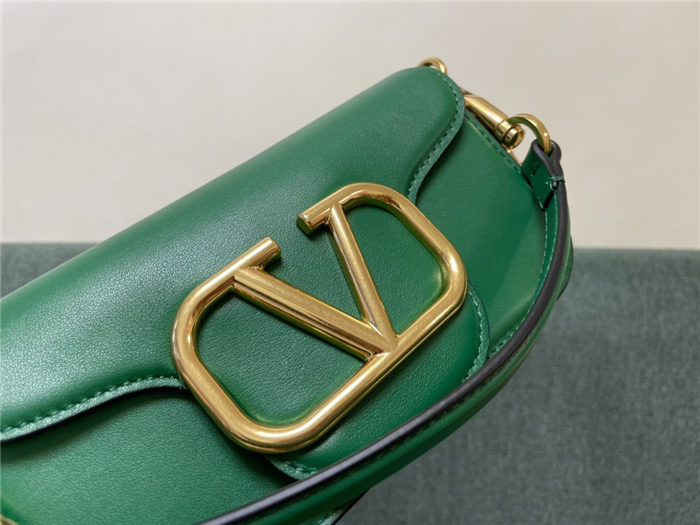 Valentino Garavani MINILOCO Crossbody Bag Calfskin Leather Green High