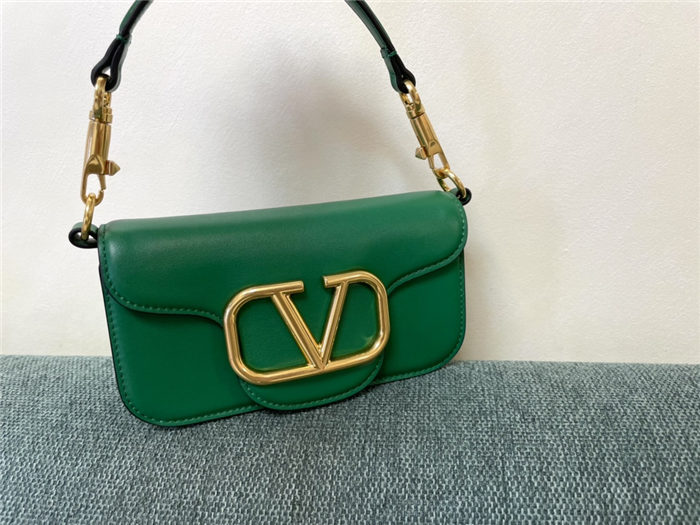 Valentino Garavani MINILOCO Crossbody Bag Calfskin Leather Green High