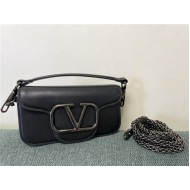 Valentino Garavani MINILOCO Crossbody Bag Calfskin Leather Black-Pewter High