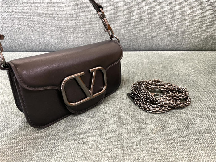 Valentino Garavani MINILOCO Crossbody Bag Calfskin Leather Black-Pewter High