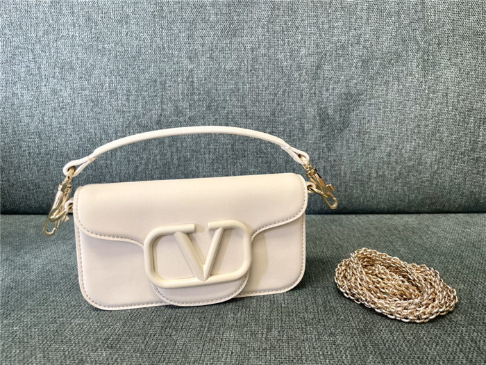 Valentino Garavani MINILOCO Crossbody Bag Calfskin Leather White-White High