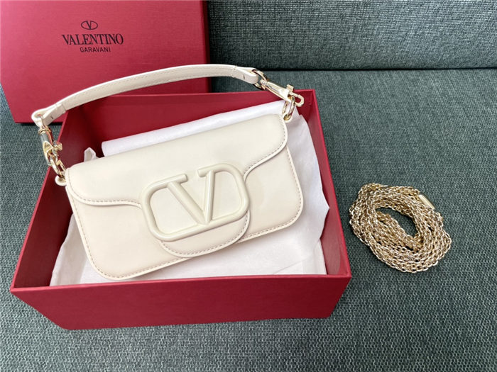 Valentino Garavani MINILOCO Crossbody Bag Calfskin Leather White-White High