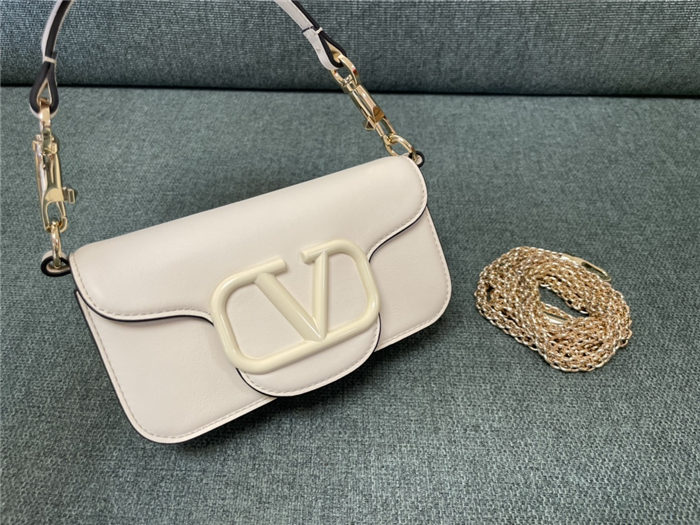 Valentino Garavani MINILOCO Crossbody Bag Calfskin Leather White-White High