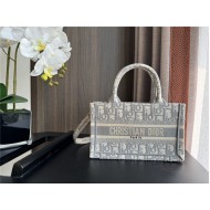 MINI Dior BOOK TOTE Dior Oblique Embroidery Grey With Strap High