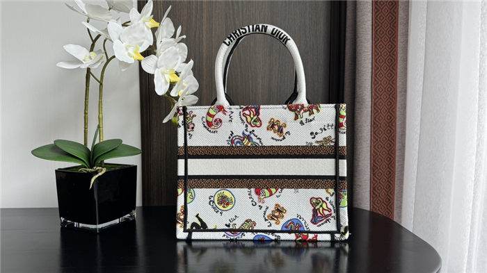 SMALL Dior BOOK TOTE Dragon Zodiac Embroidery  High