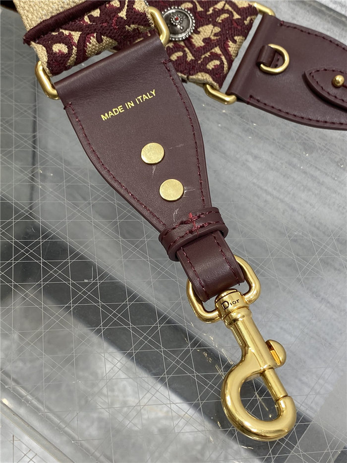 SHOULDER STRAP Dior Oblique Embroidered Burgundy High