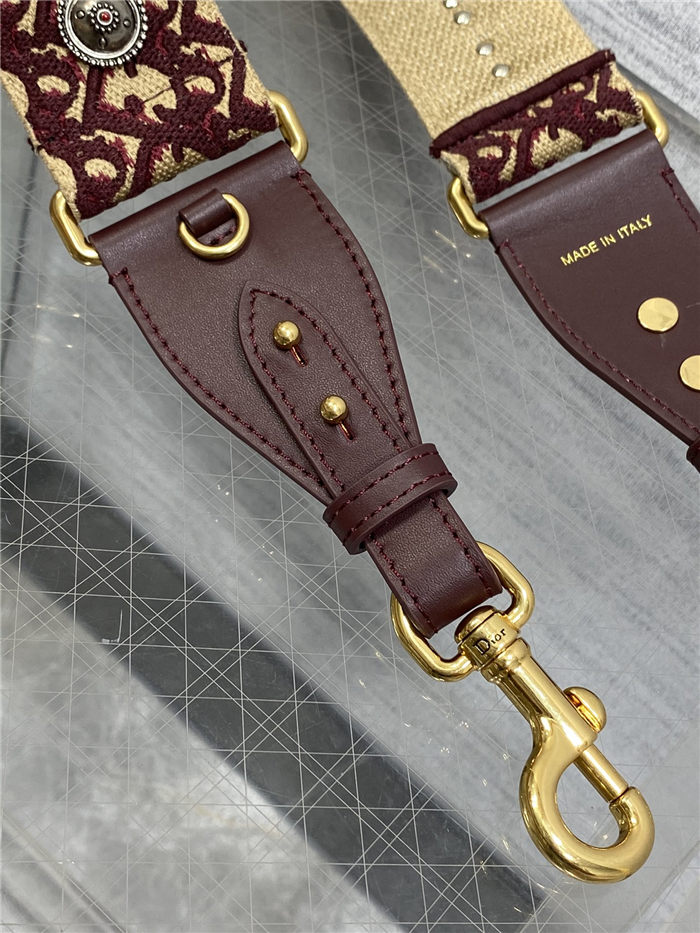 SHOULDER STRAP Dior Oblique Embroidered Burgundy High