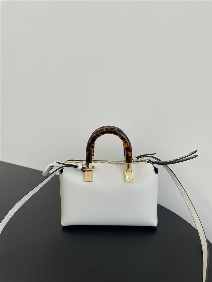 Fendi By The Way Mini Boston bag leather and elaphe White High