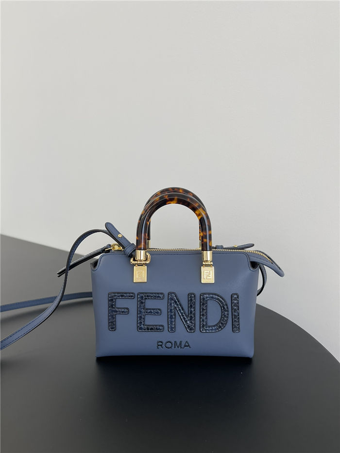 Fendi By The Way Mini Boston bag leather and elaphe Blue High