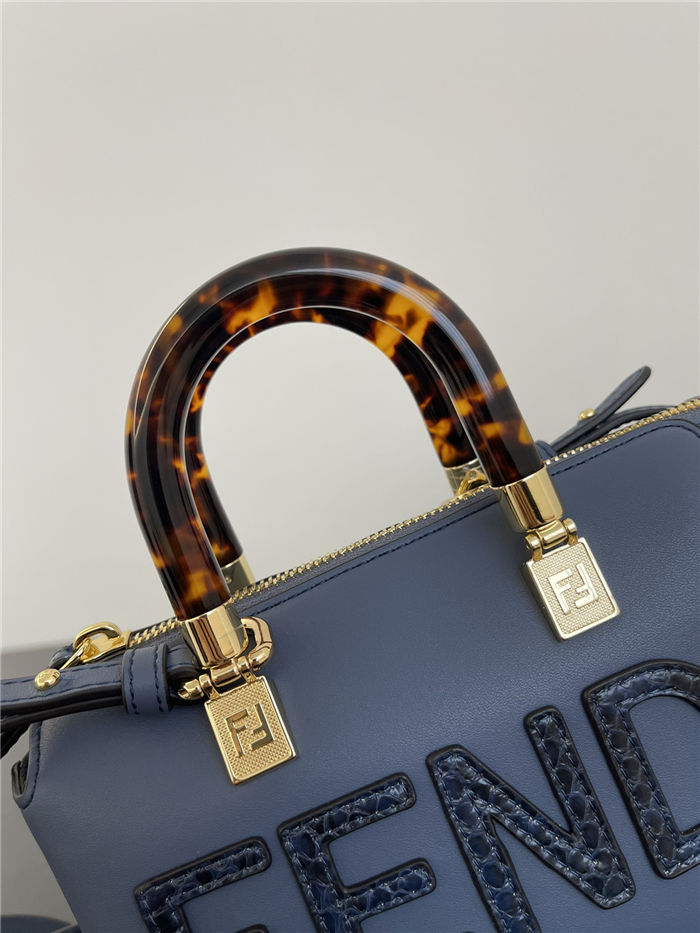 Fendi By The Way Mini Boston bag leather and elaphe Blue High