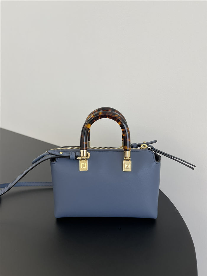 Fendi By The Way Mini Boston bag leather and elaphe Blue High