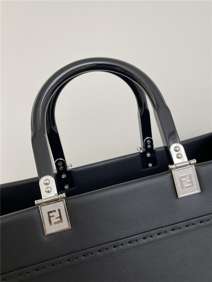 MEDIUM Fendi SUNSHINE Leather Shopper Black-White High