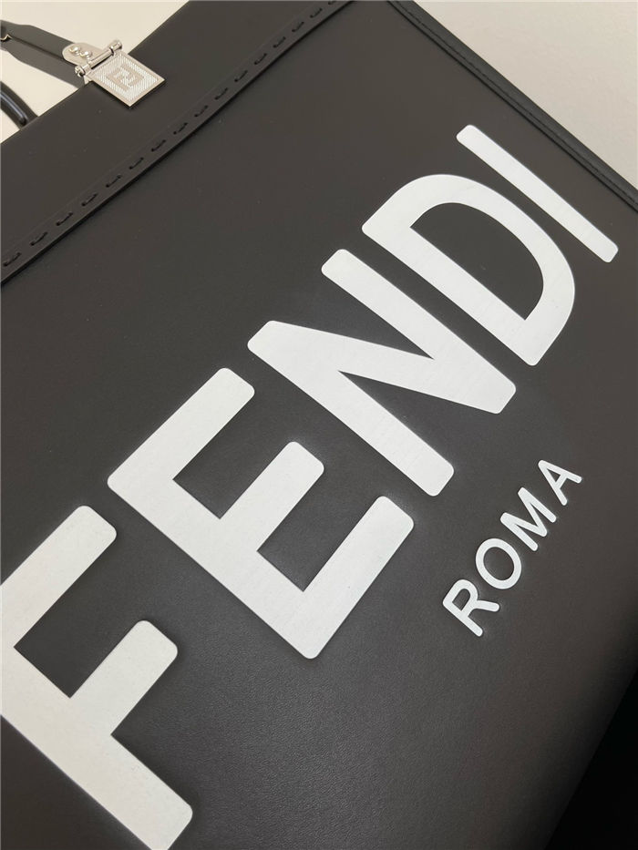 MEDIUM Fendi SUNSHINE Leather Shopper Black-White High