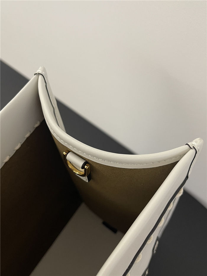 MEDIUM Fendi SUNSHINE Leather & Elaphe Shopper White High