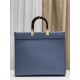 MEDIUM Fendi SUNSHINE Leather & Elaphe Shopper Blue High