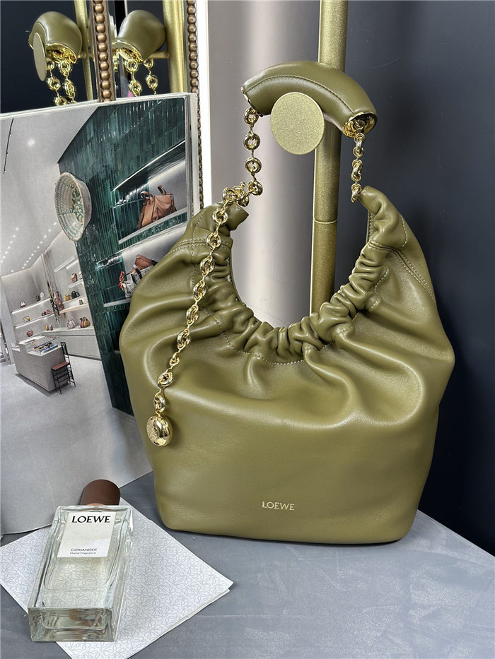 Squeeze bag SMALL in nappa lambskin Olive High