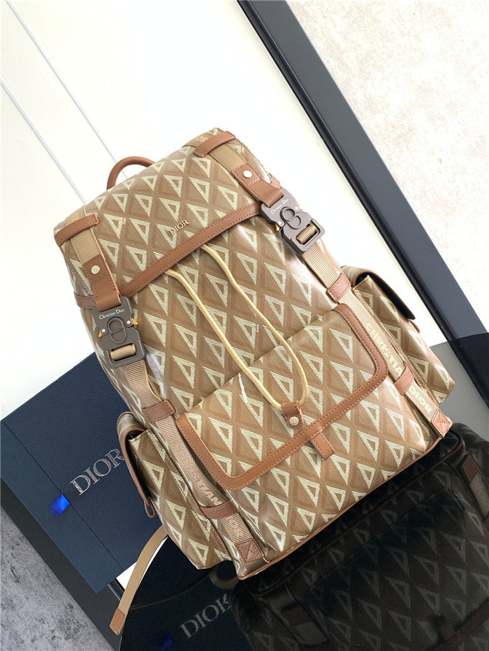 Dior Hit The Road Backpack Large CD Diamond Canvas Coffee High