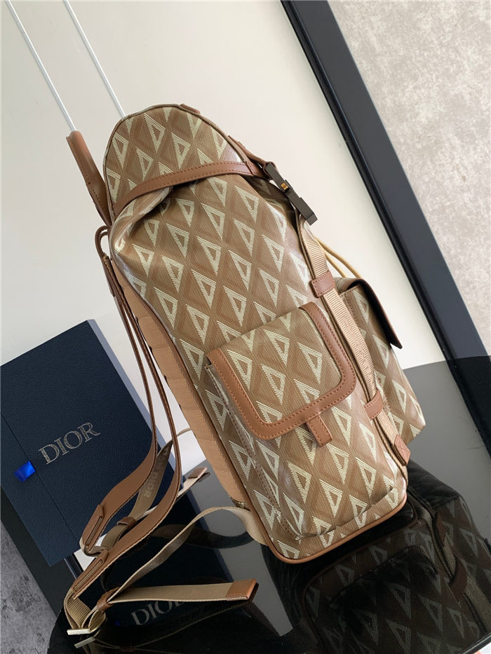 Dior Hit The Road Backpack Large CD Diamond Canvas Coffee High