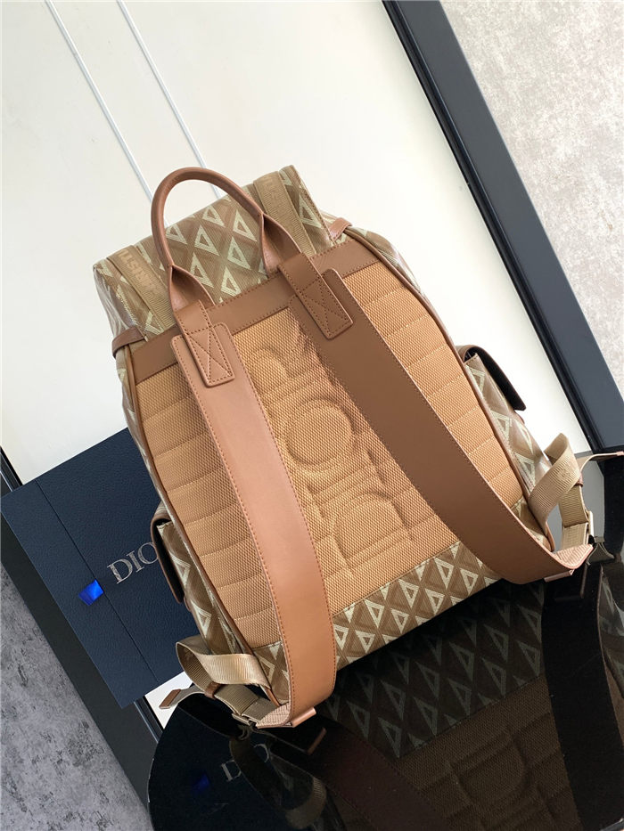 Dior Hit The Road Backpack Large CD Diamond Canvas Coffee High