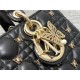 LADY D-JOY BAG MEDIUM Cannage Lambskin with Gold-Finish Butterfly Studs Black High