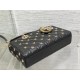 LADY D-JOY BAG MEDIUM Cannage Lambskin with Gold-Finish Butterfly Studs Black High