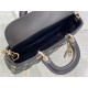 LADY D-JOY BAG MEDIUM Cannage Lambskin with Gold-Finish Butterfly Studs Black High