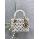 SMALL LADY BAG Cannage Lambskin with Gold-Finish Butterfly Studs White High