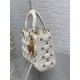 SMALL LADY BAG Cannage Lambskin with Gold-Finish Butterfly Studs White High