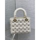 SMALL LADY BAG Cannage Lambskin with Gold-Finish Butterfly Studs White High