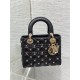 SMALL LADY BAG Cannage Lambskin with Gold-Finish Butterfly Studs Black High