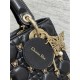 SMALL LADY BAG Cannage Lambskin with Gold-Finish Butterfly Studs Black High