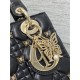 SMALL LADY BAG Cannage Lambskin with Gold-Finish Butterfly Studs Black High