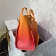 SHOPPING BAG Shaded Calfskin & Silver-Tone Metal Orange, Coral & Pink High