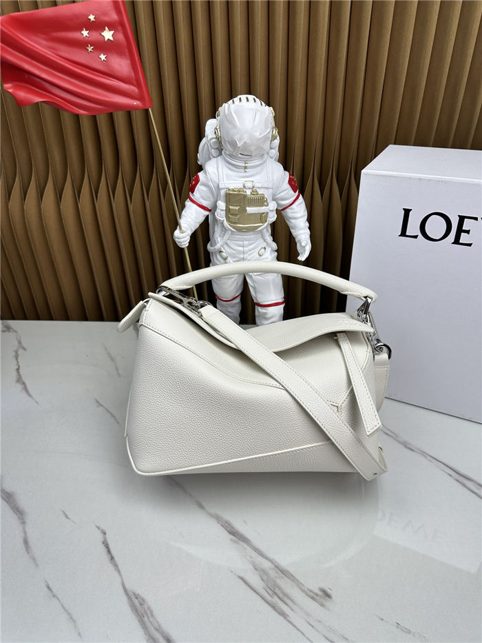 Small Puzzle bag in soft grained calfskin Soft White High