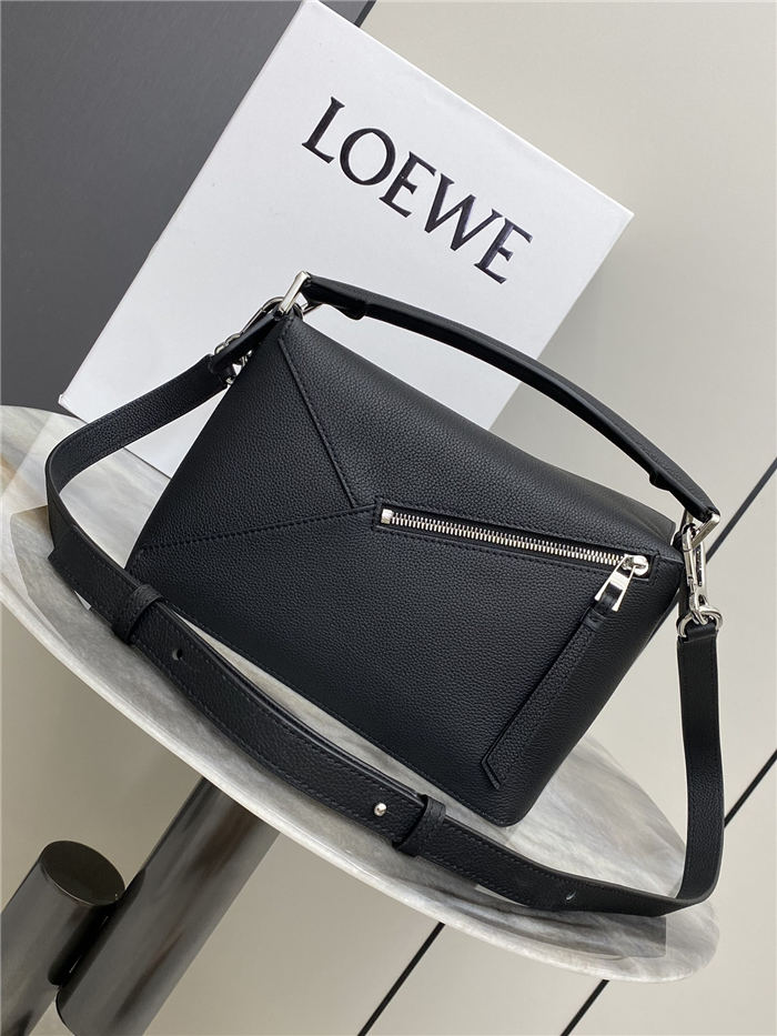 Small Puzzle bag in soft grained calfskin Black High