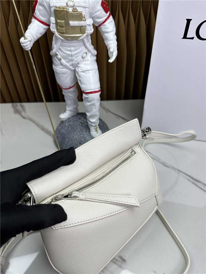 Mini Puzzle bag in soft grained calfskin Soft White High