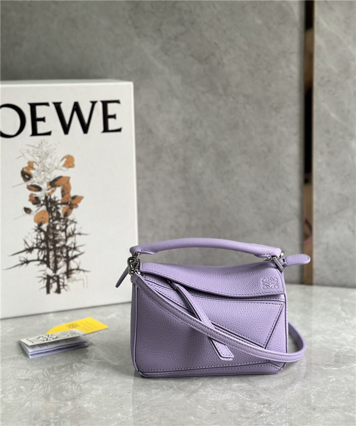 Mini Puzzle bag in soft grained calfskin Purple High