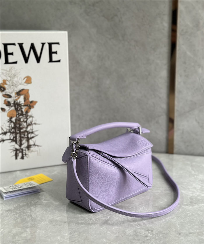 Mini Puzzle bag in soft grained calfskin Purple High